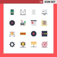 16 Thematic Vector Flat Colors and Editable Symbols of abstract develop river computer app Editable Pack of Creative Vector Design Elements