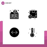 Pack of 4 creative Solid Glyphs of awareness horizontal swipe day configuration swipe arrows Editable Vector Design Elements