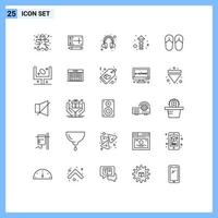 Pictogram Set of 25 Simple Lines of american foot headset beach direction Editable Vector Design Elements