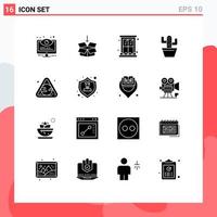 Mobile Interface Solid Glyph Set of 16 Pictograms of spring nature education cactos home Editable Vector Design Elements