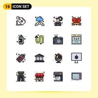 Set of 16 Modern UI Icons Symbols Signs for paint art configuration spray love badge Editable Creative Vector Design Elements