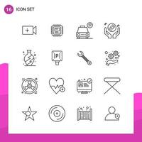 Outline Icon set Pack of 16 Line Icons isolated on White Background for responsive Website Design Print and Mobile Applications vector