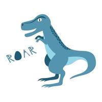 Dangerous dinosaur drawn in children's style with text Roar. Tyrannosaur Rex for printing on kids things. vector