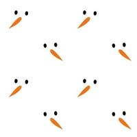 Seamless background with snowmen faces. Carrot and round eyes on white. Christmas or New Year pattern vector