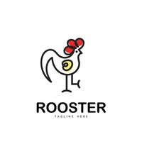 plantilla de diseño de vector de logotipo de icono de cabeza de pollo con estilo vintage de dibujos animados. concepto de vector de logotipo de mascota de gallo para restaurante de comida rápida, granja, cocina o negocio de empresa.