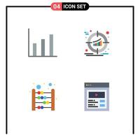 Set of 4 Modern UI Icons Symbols Signs for finance calculating target product mathematics Editable Vector Design Elements