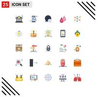 Mobile Interface Flat Color Set of 25 Pictograms of internet minus chat plus drop Editable Vector Design Elements