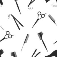 patrón sin costuras de herramientas para el cuidado del cabello. peluquería. vector