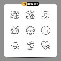 Universal Icon Symbols Group of 9 Modern Outlines of green ecology business eco cupsakes Editable Vector Design Elements