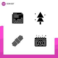 Glyph Icon set Pack of 4 Solid Icons isolated on White Background for responsive Website Design Print and Mobile Applications Creative Black Icon vector background