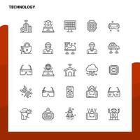 conjunto de iconos de línea de tecnología conjunto de 25 iconos diseño de estilo minimalista vectorial conjunto de iconos negros paquete de pictogramas lineales vector