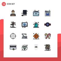 Mobile Interface Flat Color Filled Line Set of 16 Pictograms of direction repair all website error Editable Creative Vector Design Elements