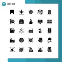 25 Thematic Vector Solid Glyphs and Editable Symbols of tools set left construction users Editable Vector Design Elements