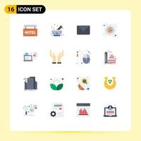 16 Flat Color concept for Websites Mobile and Apps disc drink twitter coffee bean Editable Pack of Creative Vector Design Elements