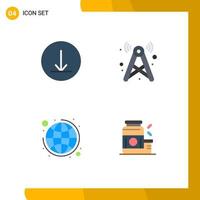 4 Thematic Vector Flat Icons and Editable Symbols of circle plan signal wifi bodybuilding Editable Vector Design Elements