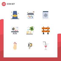 User Interface Pack of 9 Basic Flat Colors of farming format api fill science Editable Vector Design Elements