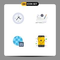 Pack of 4 Modern Flat Icons Signs and Symbols for Web Print Media such as cinema configuration game quest gps Editable Vector Design Elements