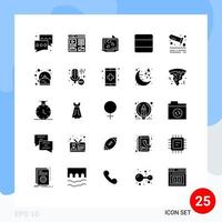 Group of 25 Solid Glyphs Signs and Symbols for pollution vertical laptop stack grid Editable Vector Design Elements