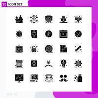 25 Universal Solid Glyph Signs Symbols of focus underpants arts love spa Editable Vector Design Elements