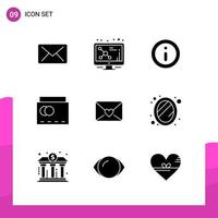 Glyph Icon set Pack of 9 Solid Icons isolated on White Background for responsive Website Design Print and Mobile Applications vector