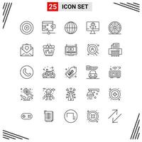 25 Icons Line Style Grid Based Creative Outline Symbols for Website Design Simple Line Icon Signs Isolated on White Background 25 Icon Set vector