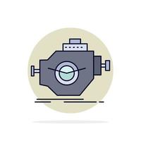 Engine industry machine motor performance Flat Color Icon Vector