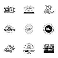 Set of fathers day 9 Black design elements Editable Vector Design Elements