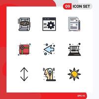 Set of 9 Modern UI Icons Symbols Signs for arrow gift programming box hardware Editable Vector Design Elements