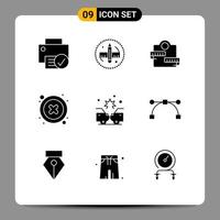 conjunto de 9 iconos de interfaz de usuario modernos signos de símbolos para la herramienta de interfaz de accidentes eliminar elementos de diseño de vectores editables deportivos