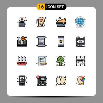 16 interfaz de usuario paquete de líneas llenas de color plano de signos y símbolos modernos del proceso de Internet web elementos de diseño de vectores creativos editables de lavado global