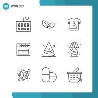 Vector Pack of 9 Outline Symbols Line Style Icon Set on White Background for Web and Mobile