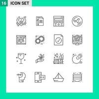 16 Universal Outline Signs Symbols of business sharing write share paint Editable Vector Design Elements