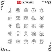 25 Creative Icons Modern Signs and Symbols of alcohol gadget basket devices chip Editable Vector Design Elements