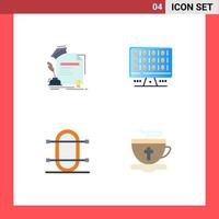 4 Universal Flat Icon Signs Symbols of certificate crew award computer physic Editable Vector Design Elements