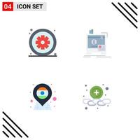 grupo de 4 iconos planos signos y símbolos para la ubicación del asterisco bandera de la máquina del hospital elementos de diseño vectorial editables vector