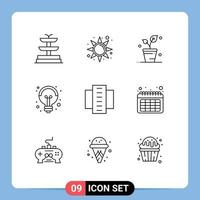 9 Thematic Vector Outlines and Editable Symbols of residential flats city building nature building idea Editable Vector Design Elements