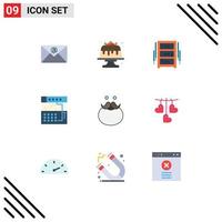 Modern Set of 9 Flat Colors Pictograph of sound device draw connection wardrobe Editable Vector Design Elements