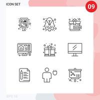 9 Creative Icons Modern Signs and Symbols of heart day project management home computer Editable Vector Design Elements