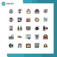Set of 25 Vector Filled line Flat Colors on Grid for property construction idea business hand Editable Vector Design Elements
