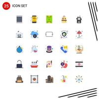 Pictogram Set of 25 Simple Flat Colors of walkie talkie police radio game read backbag Editable Vector Design Elements