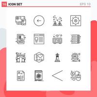 Modern Set of 16 Outlines and symbols such as income preferences stop gears life Editable Vector Design Elements