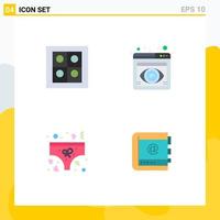 User Interface Pack of 4 Basic Flat Icons of gas underpants eye browser book Editable Vector Design Elements