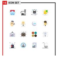 Modern Set of 16 Flat Colors Pictograph of management notification research message security Editable Pack of Creative Vector Design Elements