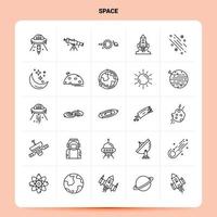 OutLine 25 Space Icon set Vector Line Style Design Black Icons Set Linear pictogram pack Web and Mobile Business ideas design Vector Illustration