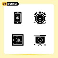 4 Universal Solid Glyphs Set for Web and Mobile Applications mobile locker phone limited motivation Editable Vector Design Elements