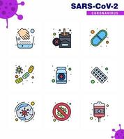 conjunto de iconos de prevención de coronavirus 2019ncov covid19 drogas virus cápsula microbio bacteria coronavirus viral 2019nov enfermedad vector elementos de diseño