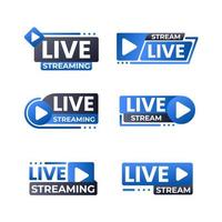 Live Streaming Social Media Badges Set vector