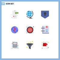 Group of 9 Modern Flat Colors Set for switch world key browser globe Editable Vector Design Elements