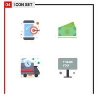Universal Icon Symbols Group of 4 Modern Flat Icons of dartboard fast dollar usa greeting Editable Vector Design Elements