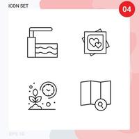 Pictogram Set of 4 Simple Filledline Flat Colors of pool farmer card marriage card grow Editable Vector Design Elements